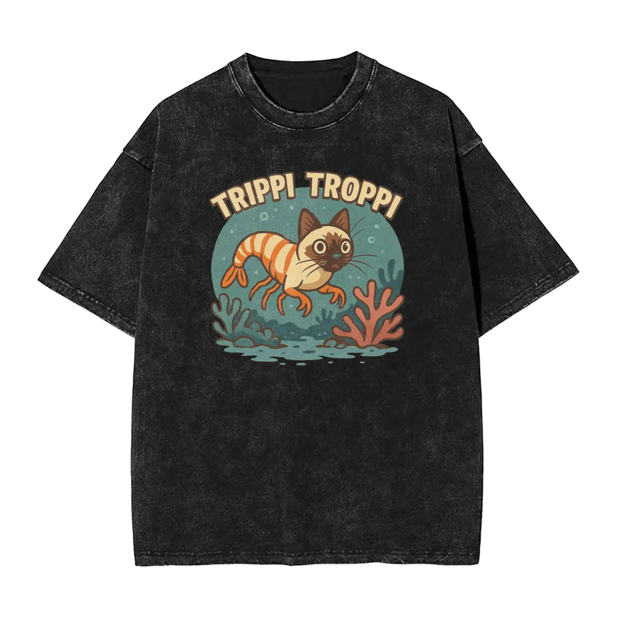 

Trippi Troppi Cat Shrimp T Shirt Italian Brainrot Hip Hop T-Shirts Short Sleeve Streetwear Tops Summer Cotton O Neck Top Tees