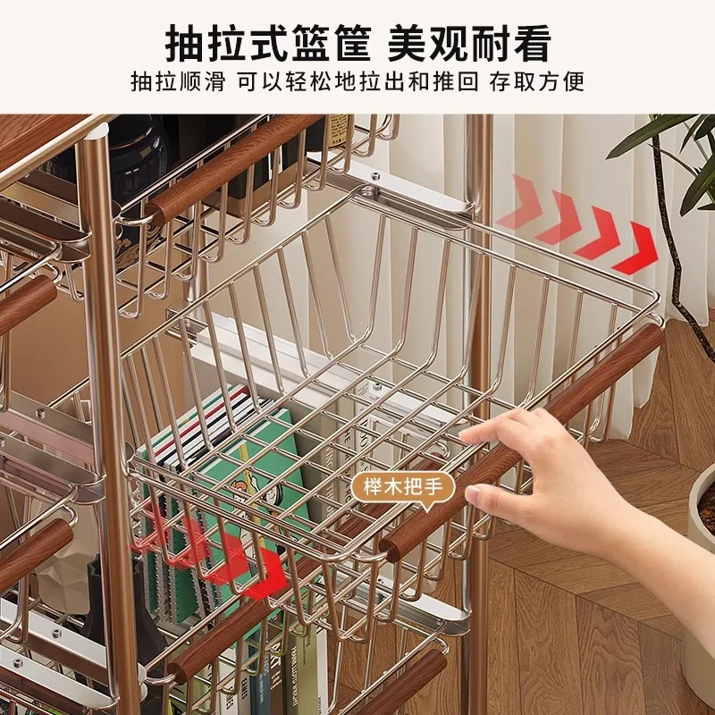 trolley Modern simple sofa next to the shelf Moving edge Multi-layer tea and snacks storage rack