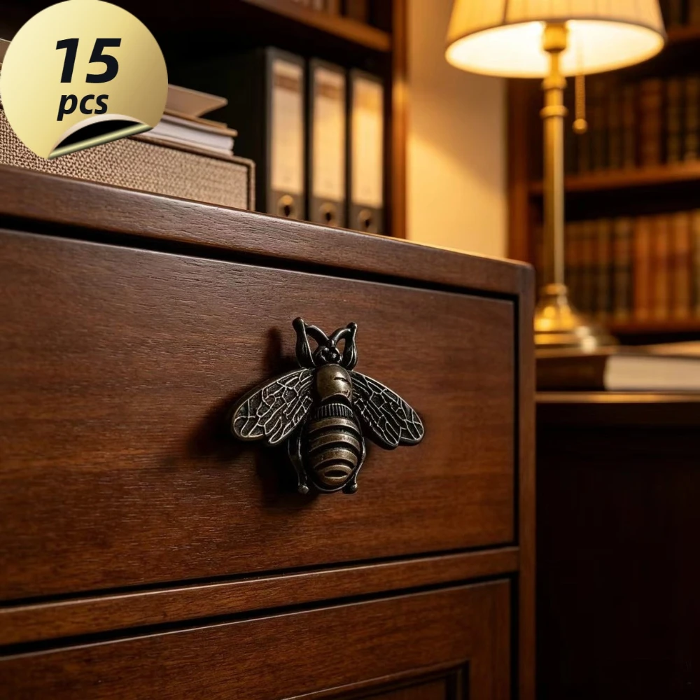 15pcs Retro Insect Shape Drawer Handles for Furniture Decorative Simple Knobs Dresser Pull Home Cabinet Wardrobe Wood