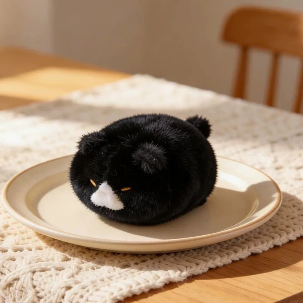 Lovely Cartoon Round Drum Cat Round Adorable Small Bean Bag Kitten 13cm Calico Cat Wrist Xmas Gift