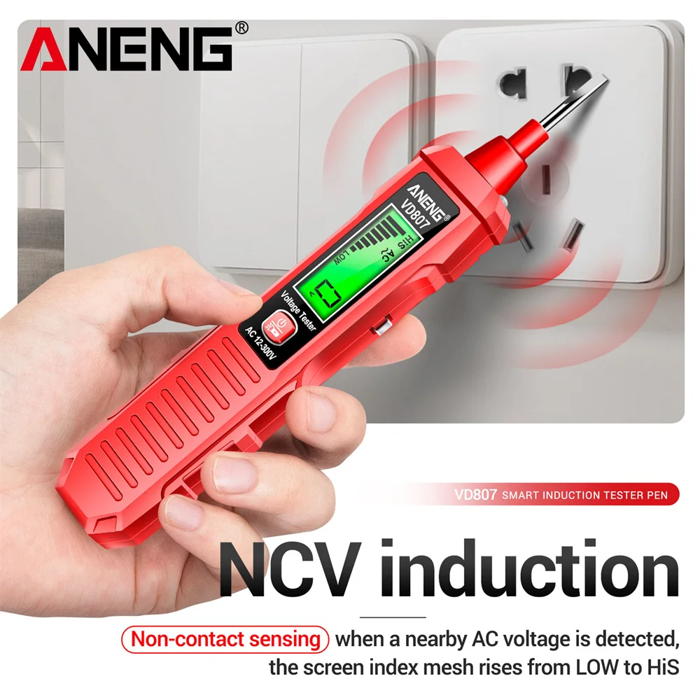 ANENG VD807 Smart Induction Tester Pen AC 12-300V Voltage Tester NCV Sensor Wire Detector 50/60Hz Professional Electrician Tool