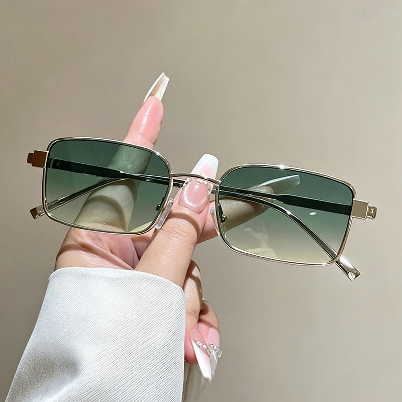 KAMMPT Vintage Rechteckige Sonnenbrille für Herren 2026 Neue Mode Vollmetall-Rahmen Casual Shades für Damen Schick Trendiges Markendesign Sonnenbrillen