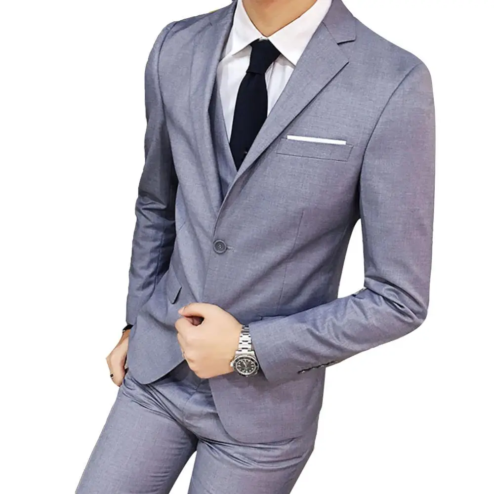 3Pcs/Set Luxury Plus Size Men Suit Set Formal Blazer +Vest +Pants Suits Sets Oversize For Men\'s Wedding Office Business Suit Set