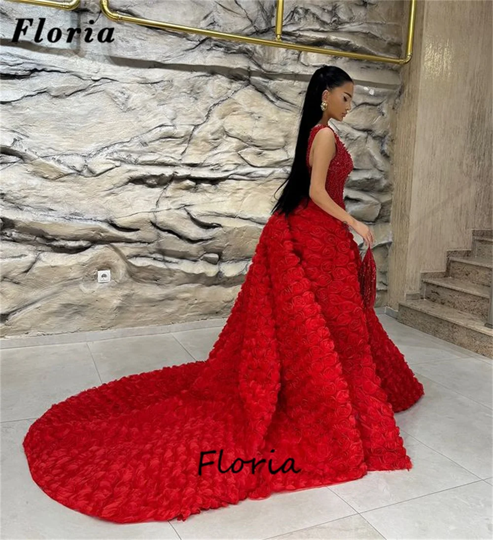 Two Pieces Red Beaded Evening Dresses Vestidos De noche Luxury Mermaid Crystals Wedding Party Dress Cocktail Dress Customized