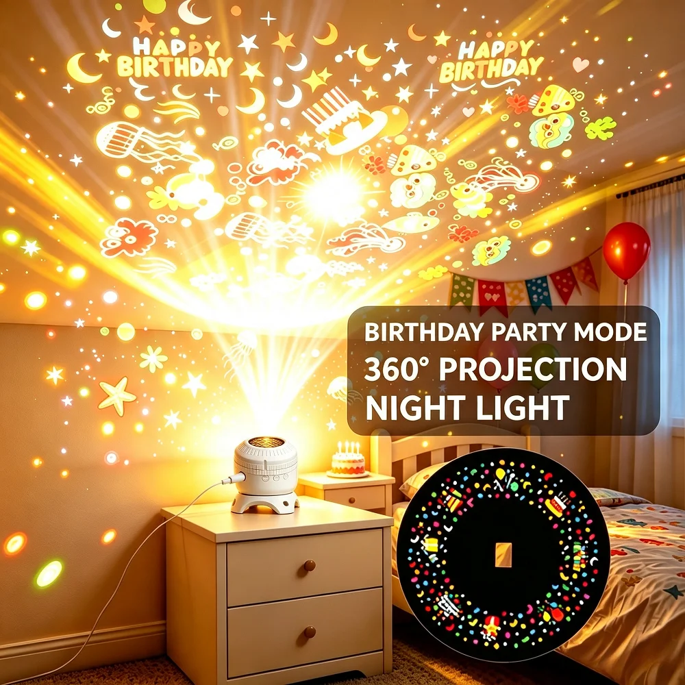 8 IN 1 360° Rotating Star Ocean Projector Light USB Powered Multi Pattern Projection Night Lamp for Holiday Home Decor Gifts
