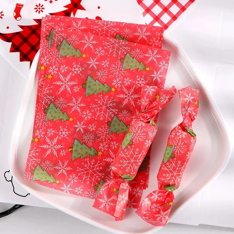 

Twisting Christmas Candy Wrapper Chewing Gum Sugar Wrapping Paper Xmas Party Toffee Candy Wax Paper