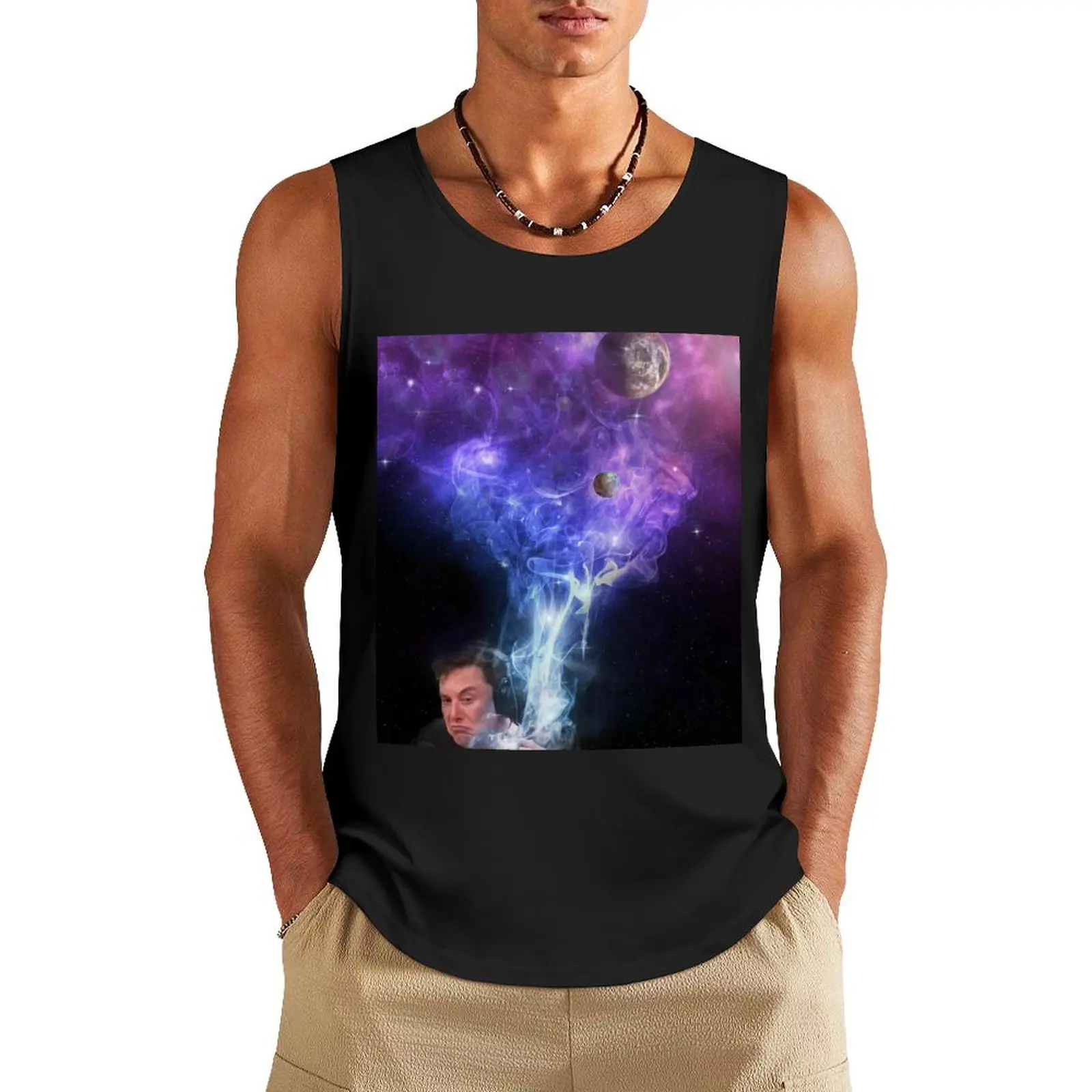 

Elon Musk Smokes The Universe Tank Top cute tops sexy clothes men Man gym clothes running shirt underwear