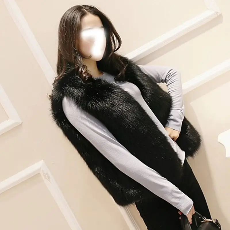 

Теплый универсальный меховой жилет в Корейском стиле, экологически чистый водяной шут из кроличьего меха, повседневное свободное пальто из полиэфирного волокна