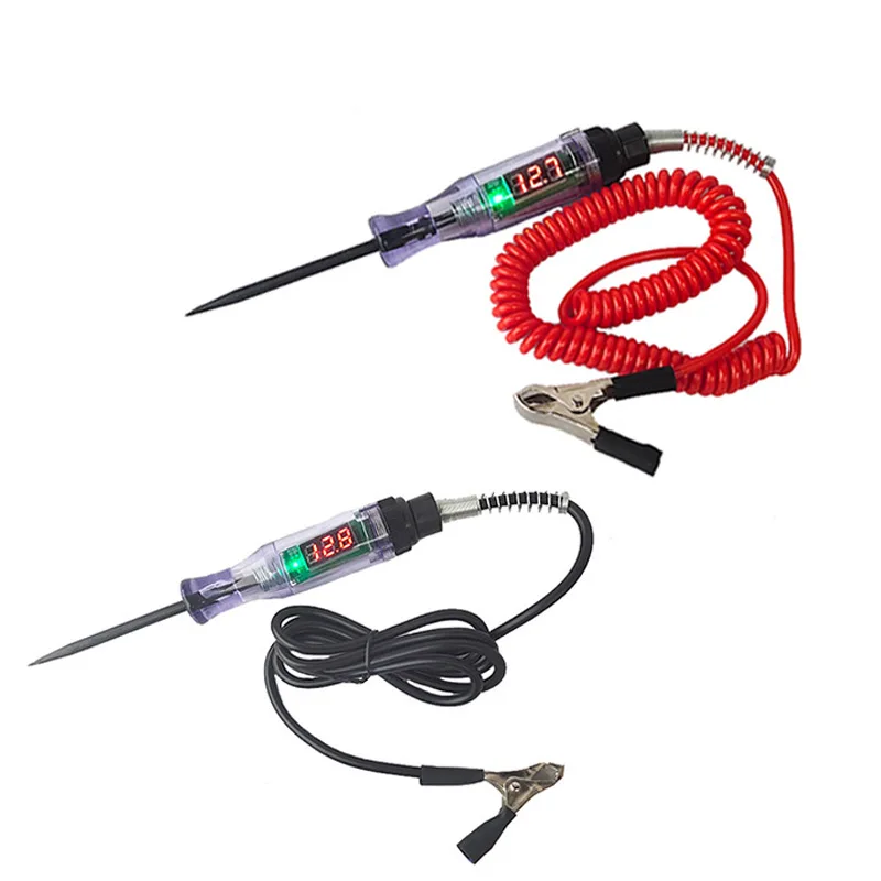 6V 12V 24V DC Car Truck Voltage Circuit Tester Digital Display Long Probe Pen Light Bulb Automobile Diagnostic Tools Auto Repair