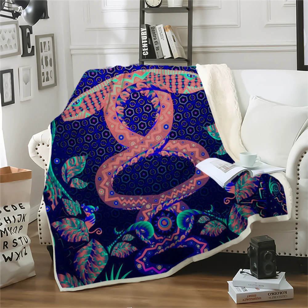 HX Winter Blankets Dark Night Fantasy Mushroom Man 3D Printed Throw Blanket for Beds Double Layer Plush Quilts 5 Size