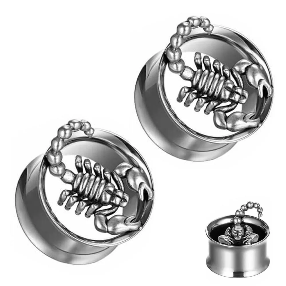 ステンレススチールピオンイヤートンネル、ゲージストレッチャー、イヤリングexpanders、パンクピアスジュエリー、316l、1ペア