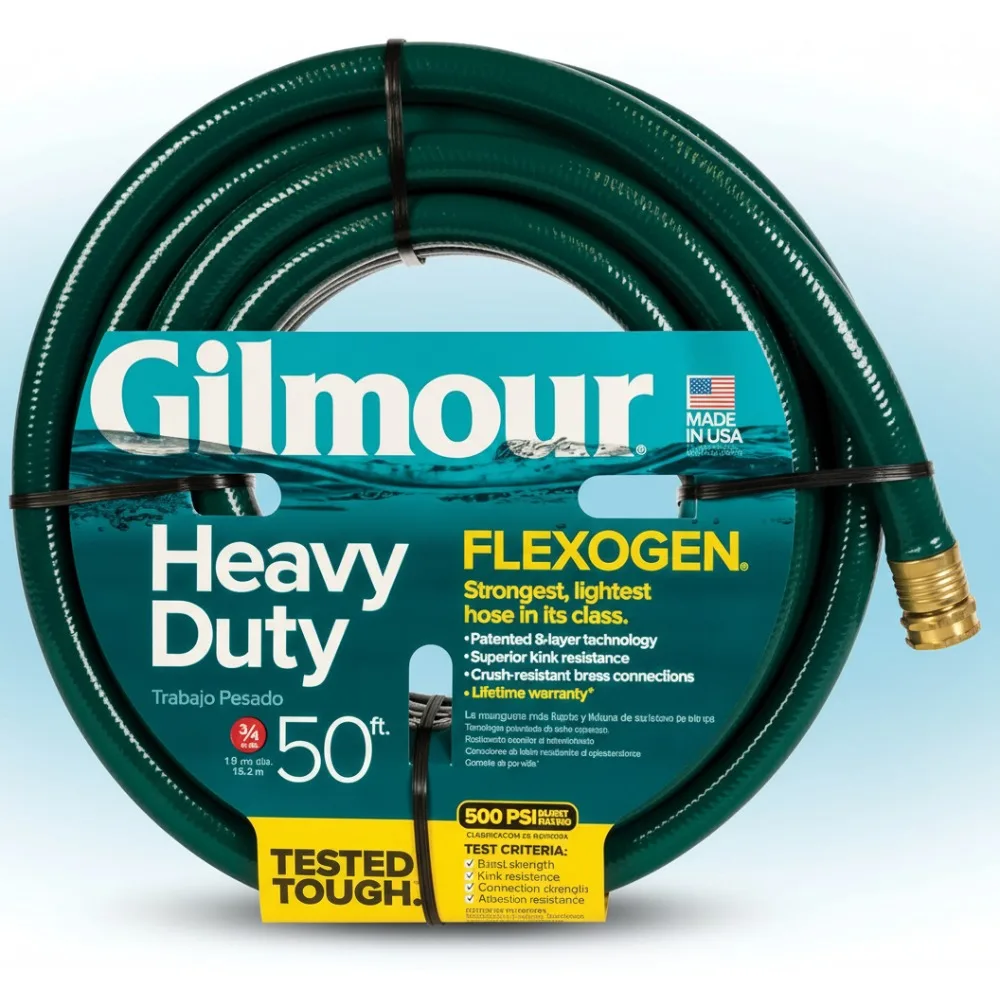 

50ft Heavy Duty Flexible Garden Hose, Kink Resistant Water Hose with Brass Couplings for Outdoor Use