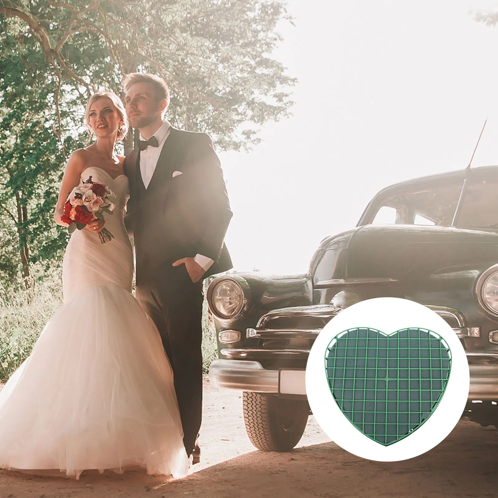 

1pc Wedding Car Floral Plate Floral Foam Accessories Diy Arranging Blocks Leak Proof For Wedding Birthday Prom Decoration Green