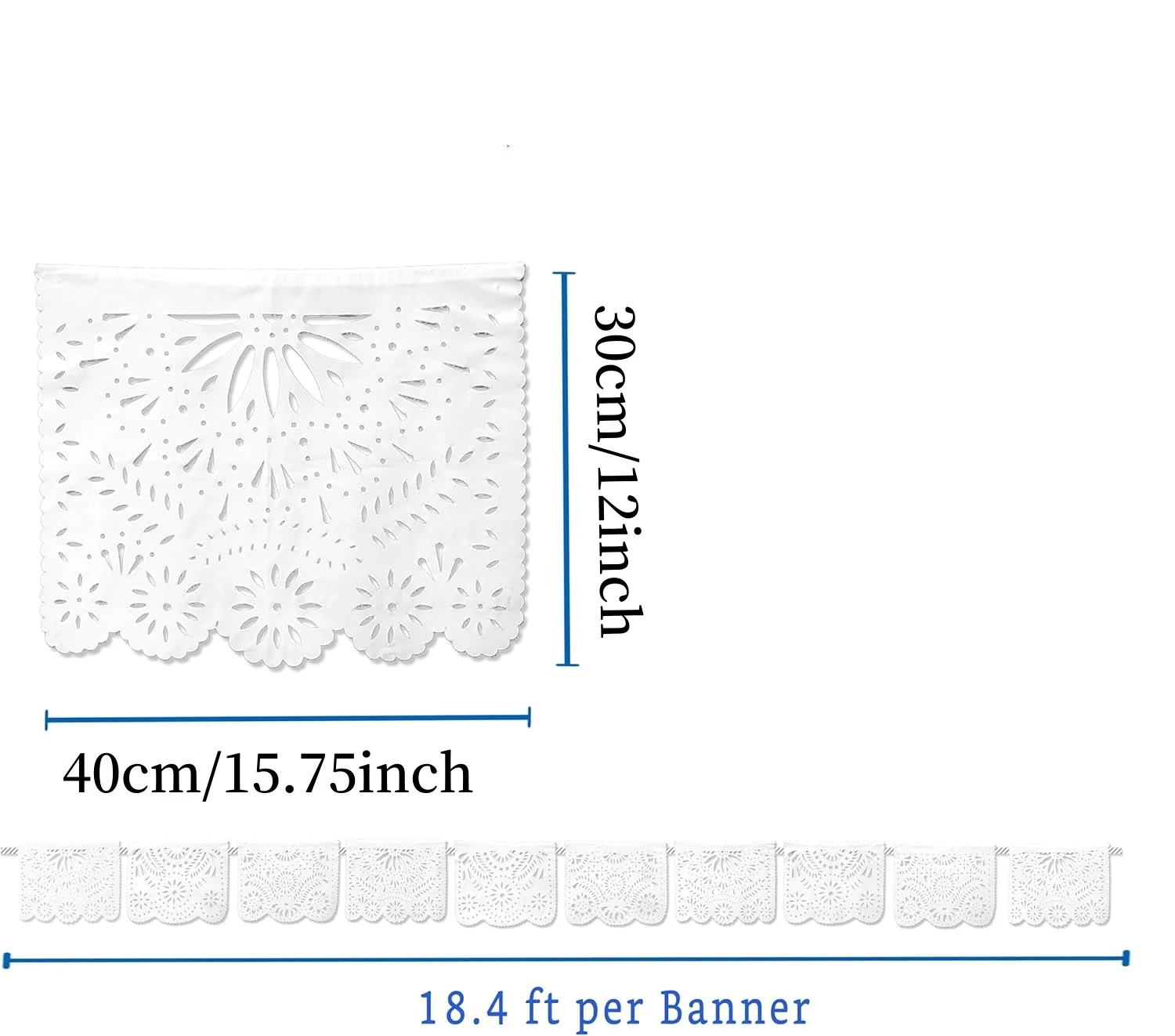 White Papel Picado Carved Hanging Banner Backdrop for White Weddings Birthday Carnival Mexican Themed Party Decoracione Supplies
