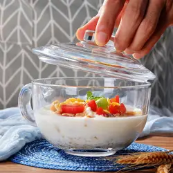 Clear Glass Bowl with Lid for Serving Salad Fruit and Vegetables Durable and Practical Glass Salad Bowl