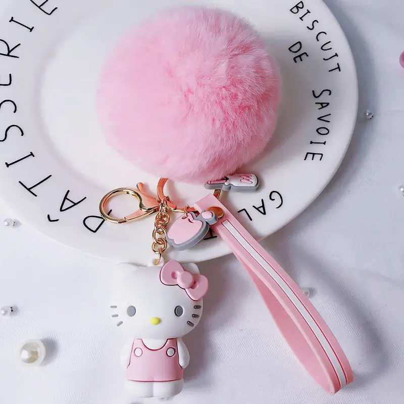 Cute Sanrio Kuromi Keychain On The Phone Cartoon Anime Cinnamoroll Hello Kitty Melody Bag Pendant Car Keyring 1 Dollar Items