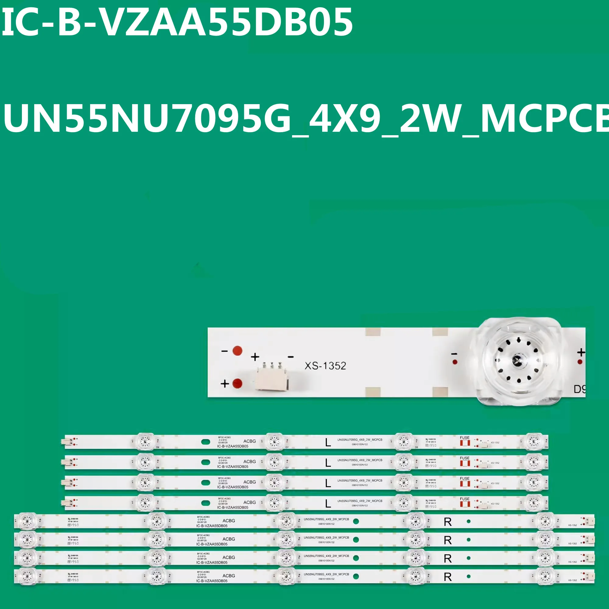 LED Backlight Strip UN55NU7095G HG55AJ630UJJ L55M5-5S L55M5-5A HRS-XM55T46-4X9-2W-MCPCB JL.D55091330-222AS-M  IC-B-VZAA55DB05