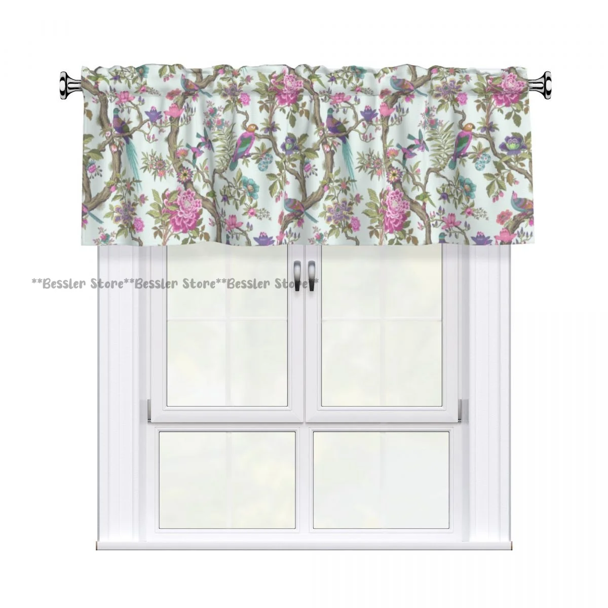 

Short Curtain Valance For Kitchen Cafe Barrier Butterflies And Dragonflies Pattern Small Half Curtain