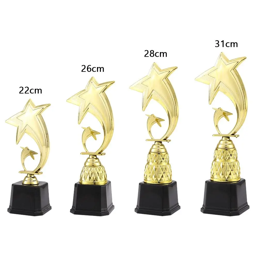 Great Award 22/26/28/31cm Star Trophy Plastic Base Black Base Sports Trophy Star Honor Creative Design Award Trophy Tournament