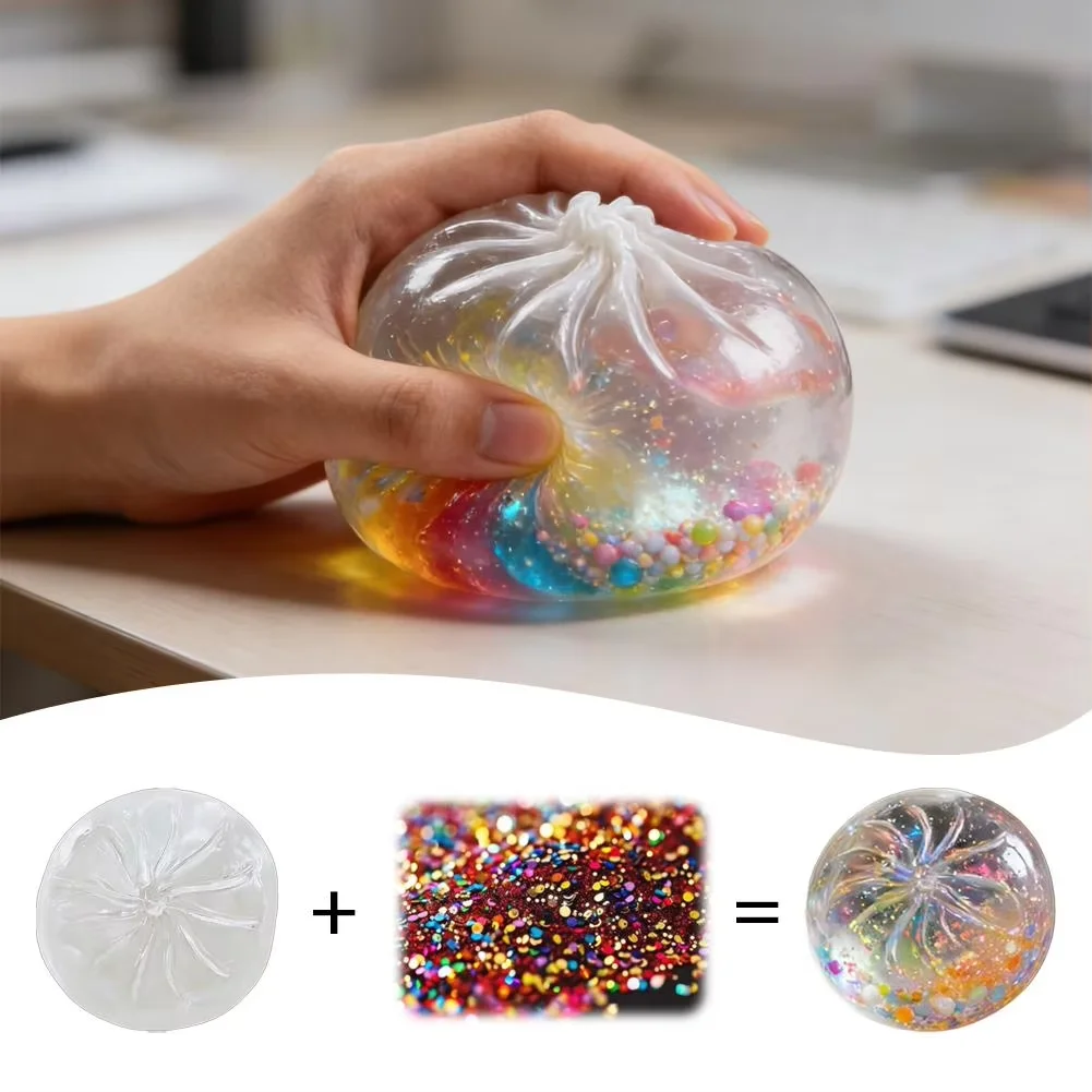 1/5Pcs DIY Hollow Steamed Bun Squishy Shell Clear Crystal Skin Squeeze Toy Component, Reusable Empty Food Toy Cover for Handmade