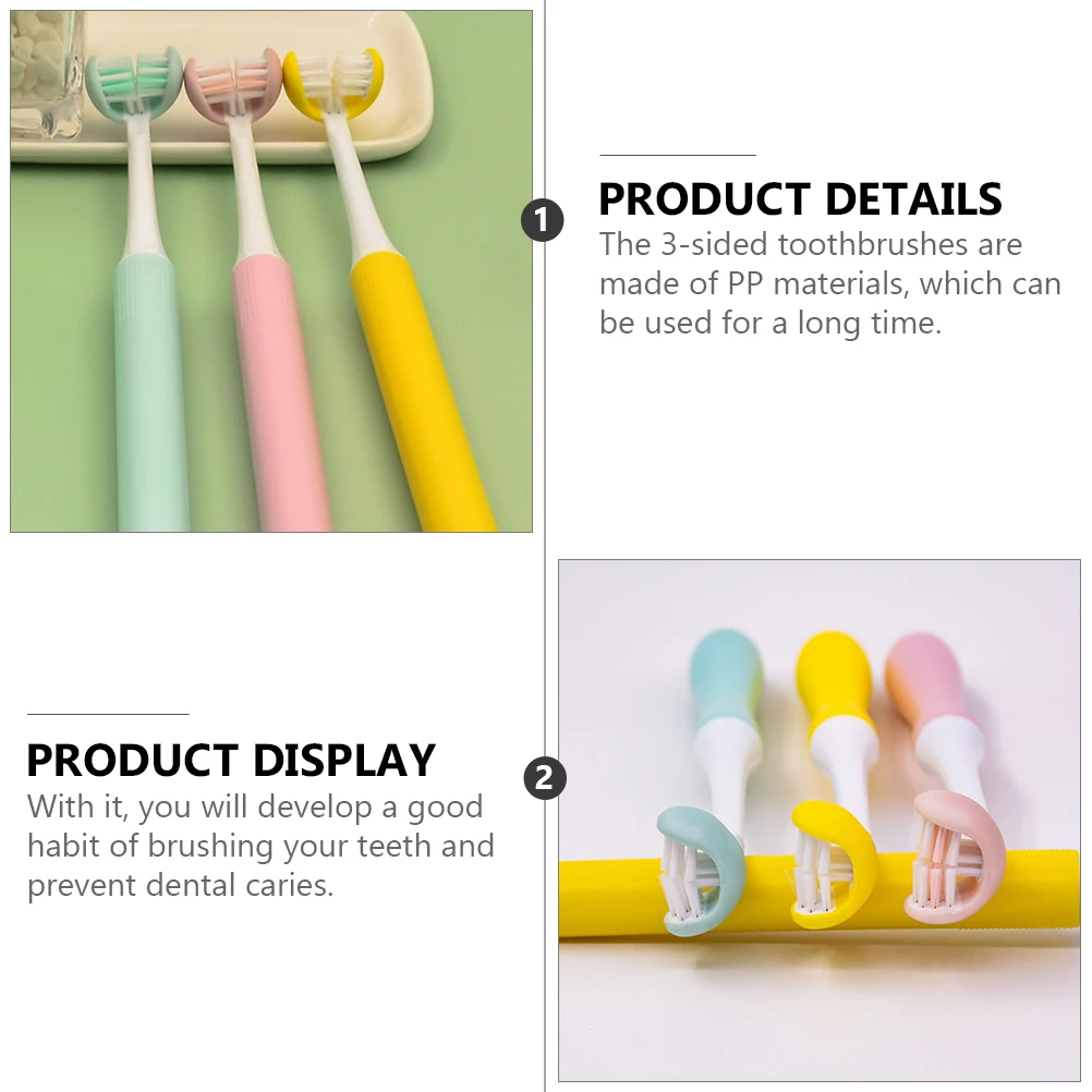 

3-Sided Toothbrush Adult Manual Teeth Cleaning Brush Oral Care Plaque Removal Extra Toothbrush Dental Hygiene Efficient Brushing