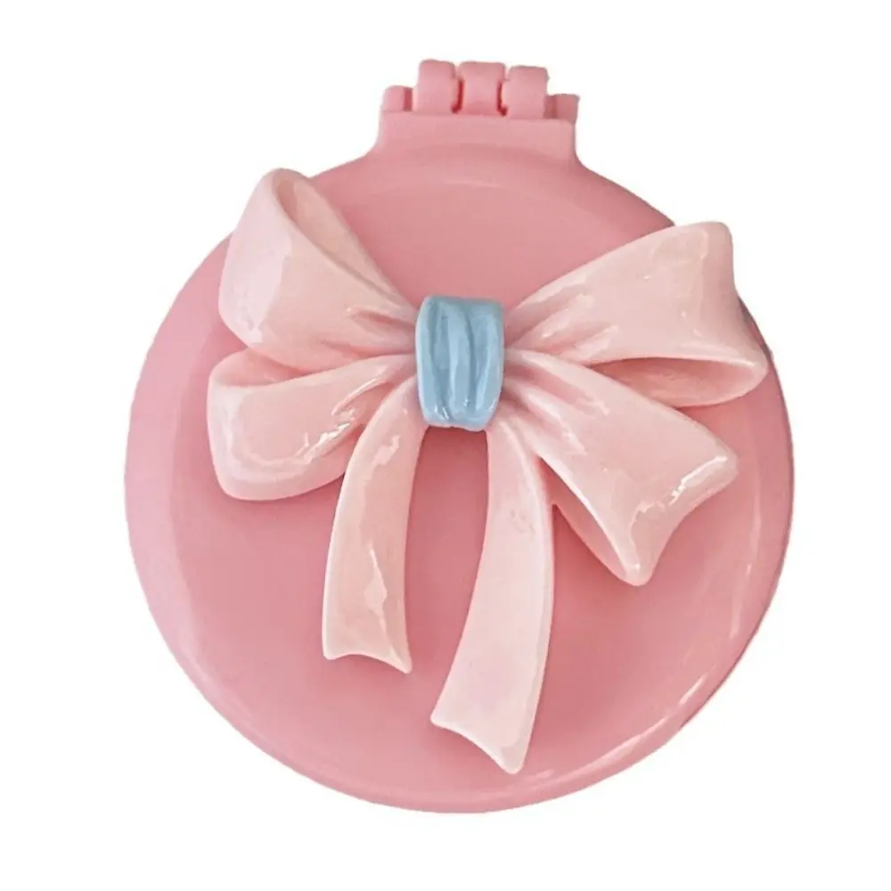 مشط دائري صغير قابل للطي باللون الوردي مع مرآة مدمجة ومضادة للكهرباء الساكنة ومشط تدليك كرتوني على طراز الأميرة للنساء #5