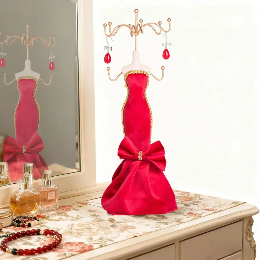 Mini Manikin Jewelry Stand Lady Mannequin Storage Rack with 8 Hooks 2 Tier Necklace Bracelet Earring Ring Holder Display Stand