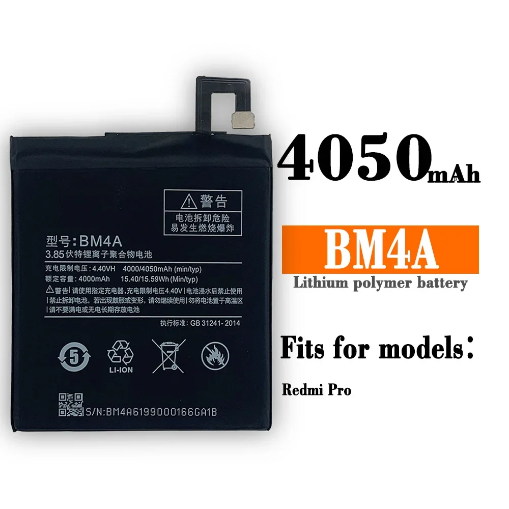 Phone Battery 4050mAh BM4A Phone Batteries For Xiaomi Hongmi Redmi Pro RedmiPro Phone Replacement Batteria