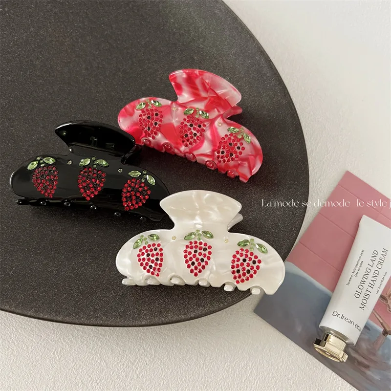 French retro acetate grab clip broken flower diamond ins hairpin Korean version girly style niche hair clip hair accessories