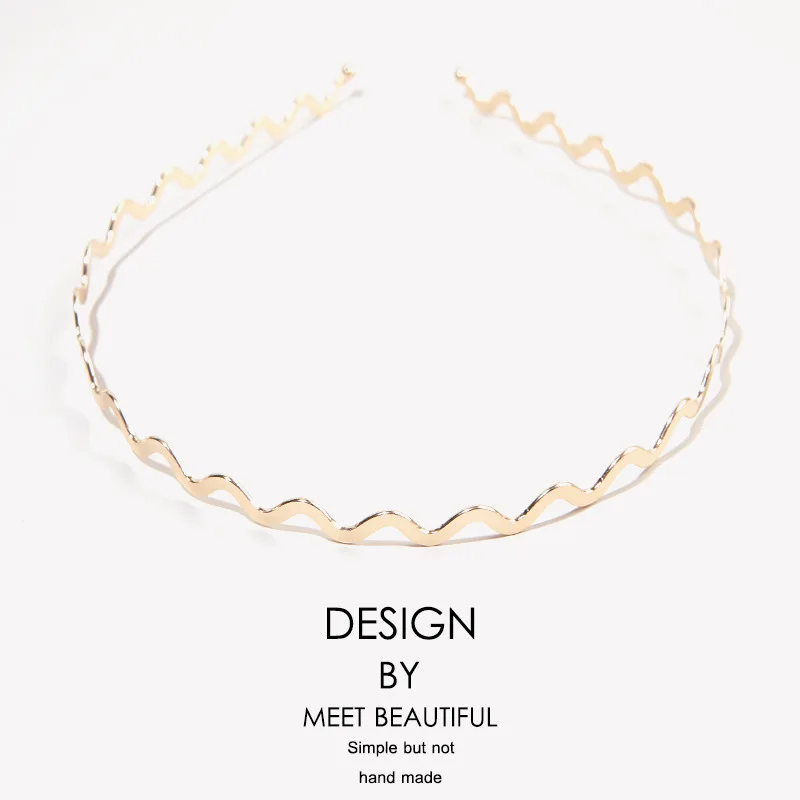Einfache Gold Welligkeit Metall Haarbänder Elegante Welle Stirnbänder Mode Frauen Krone Kopf Hoop Haar Styling Kopfbedeckungen Zubehör Geschenke – Detail 7