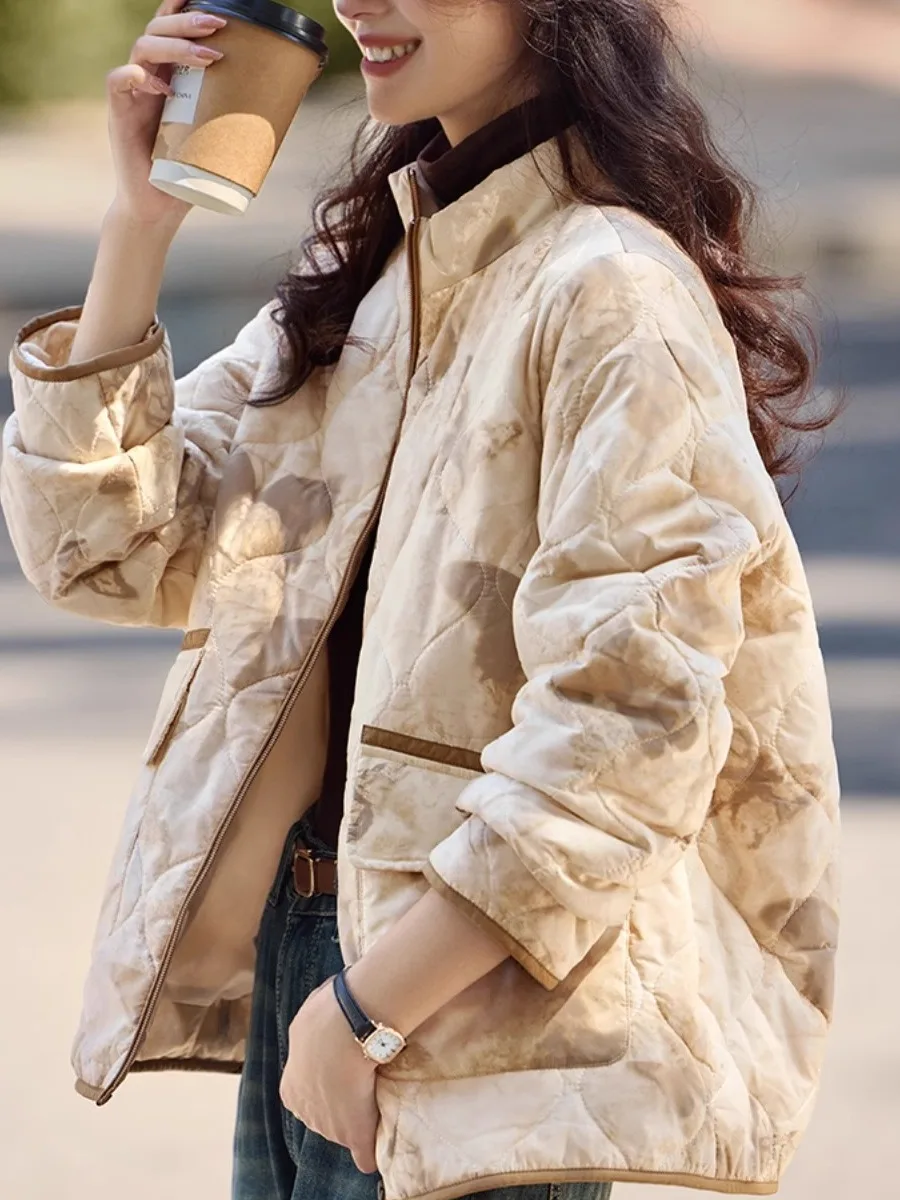 

New Chinese Sle Lightweight Cotton Jaet Women's Loose ort Cotton Coat Autumn New Arrival Comfortable Faionable Top