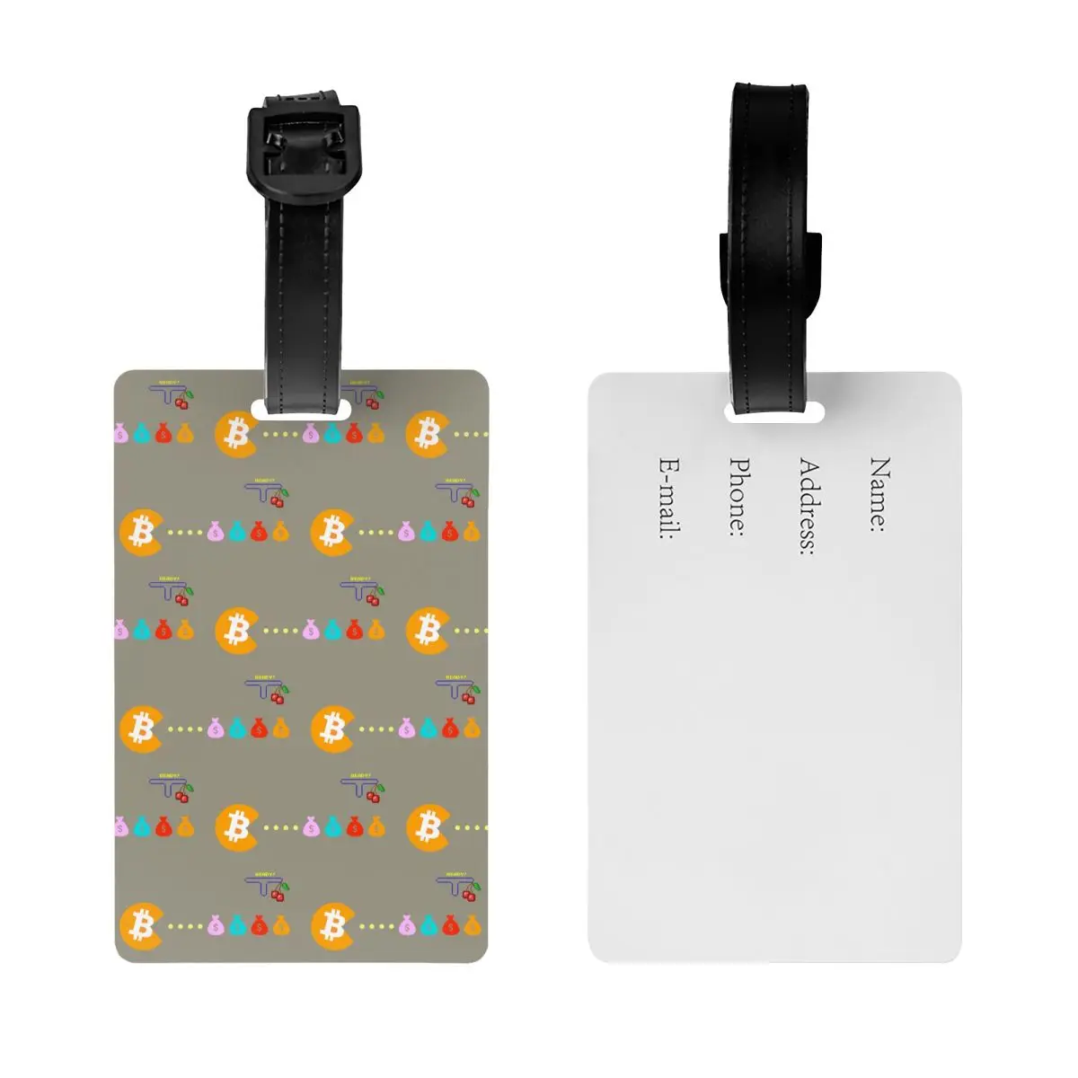 Custom Bitcoin Eats Dollar Luggage Tags for Suitcases Funny Cryptocurrency Wallet Baggage Tags Privacy Cover ID Label