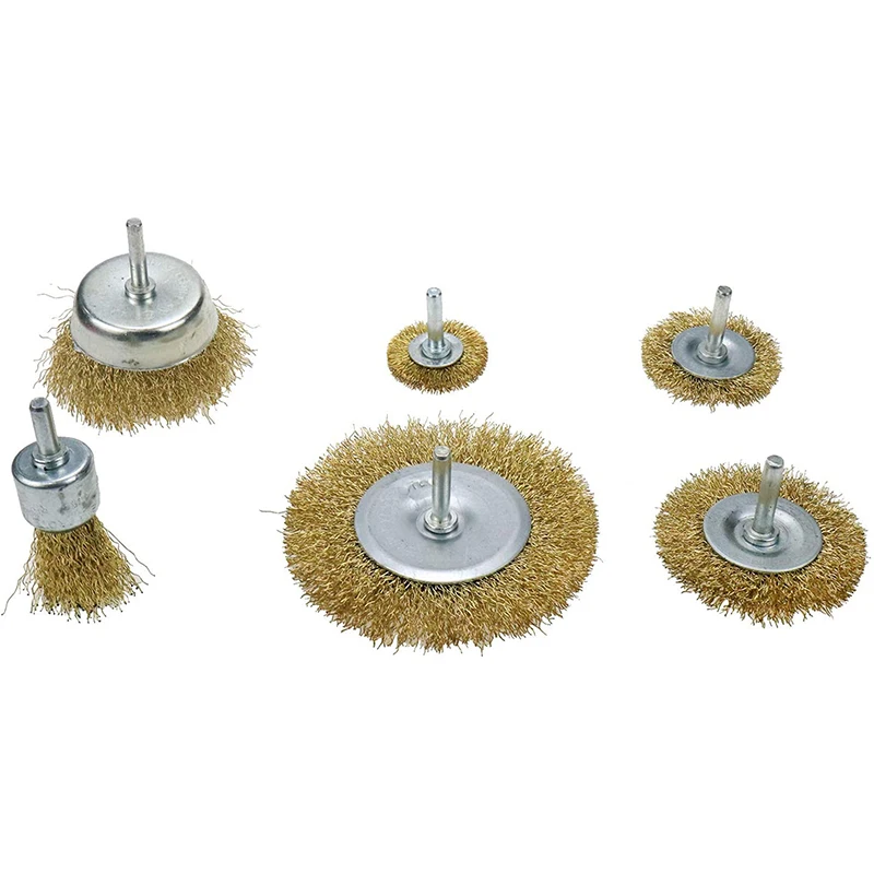 7 Pcs Crimped Wire Wheel Cup Brush Set Universal Tools Set for Power Drill Rust Removal Stripping and Abrasive