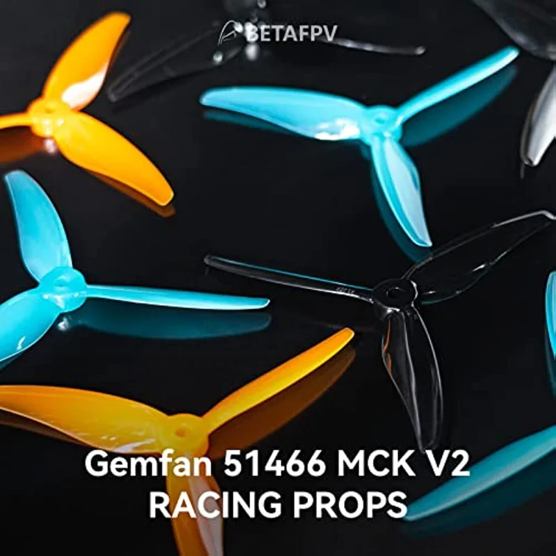 BETAFPV 12pcs Gemfan 51466 MCK V2 3-Blade Propellers with 5mm Shaft Hole Compatible 2207-2306 Brushless Motors 3 Colors 6CW 6CCW