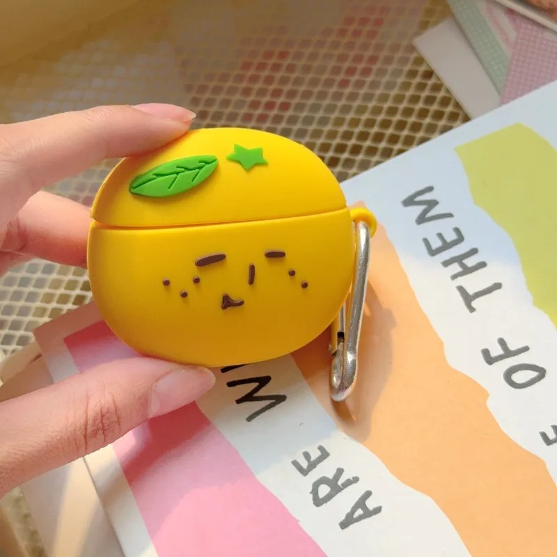 

for AirPods 1 2 3 4 Case Silicone Soft Cute Orange Wireless Bluetooth Earphone Protective Sleeve For AirPods Pro 2 Cover Funda