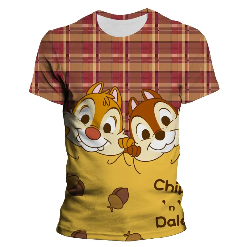 Camiseta con estampado 3D de dibujos animados de Disney para hombre y mujer, camisa de manga corta con estampado de Chip \'n\'dale, ropa de moda para