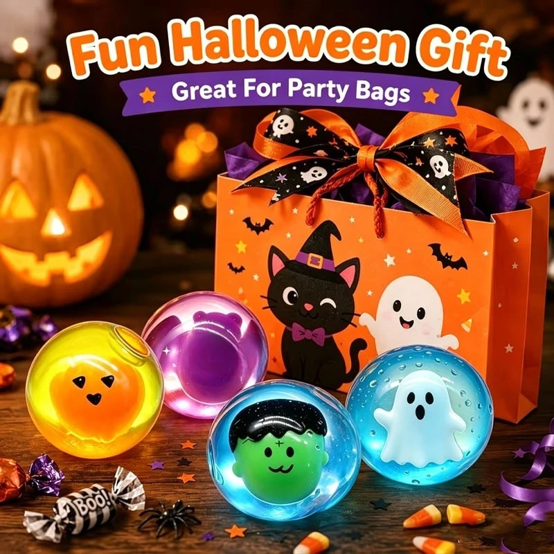 Halloween Assorted Pumpkin & Bat Maltose Squishy Ball, Slow Rising Stress Relief Fidget Toy, Adult Party Gift