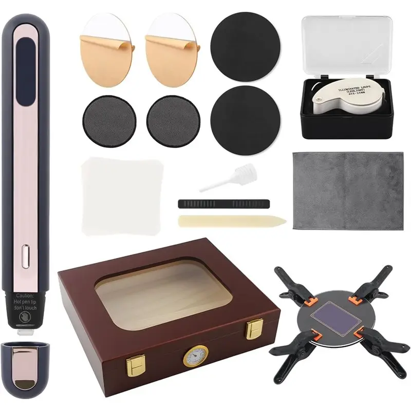 

ABGH-Card Flattening Kit Trading Card Care Tool Accessory Set Clamps, Mats, Magnifier For Flatten Lifted Edges, Fix Bent