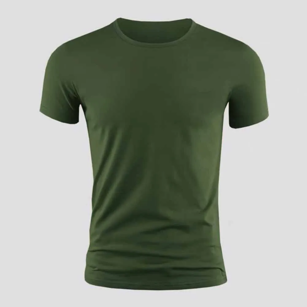 Summer Men\'s Short Sleeve T-Shirt Basic Plain Casual Gym Muscle Crew Neck T-shirts Slim Fit Tops Tee Clothing For Man