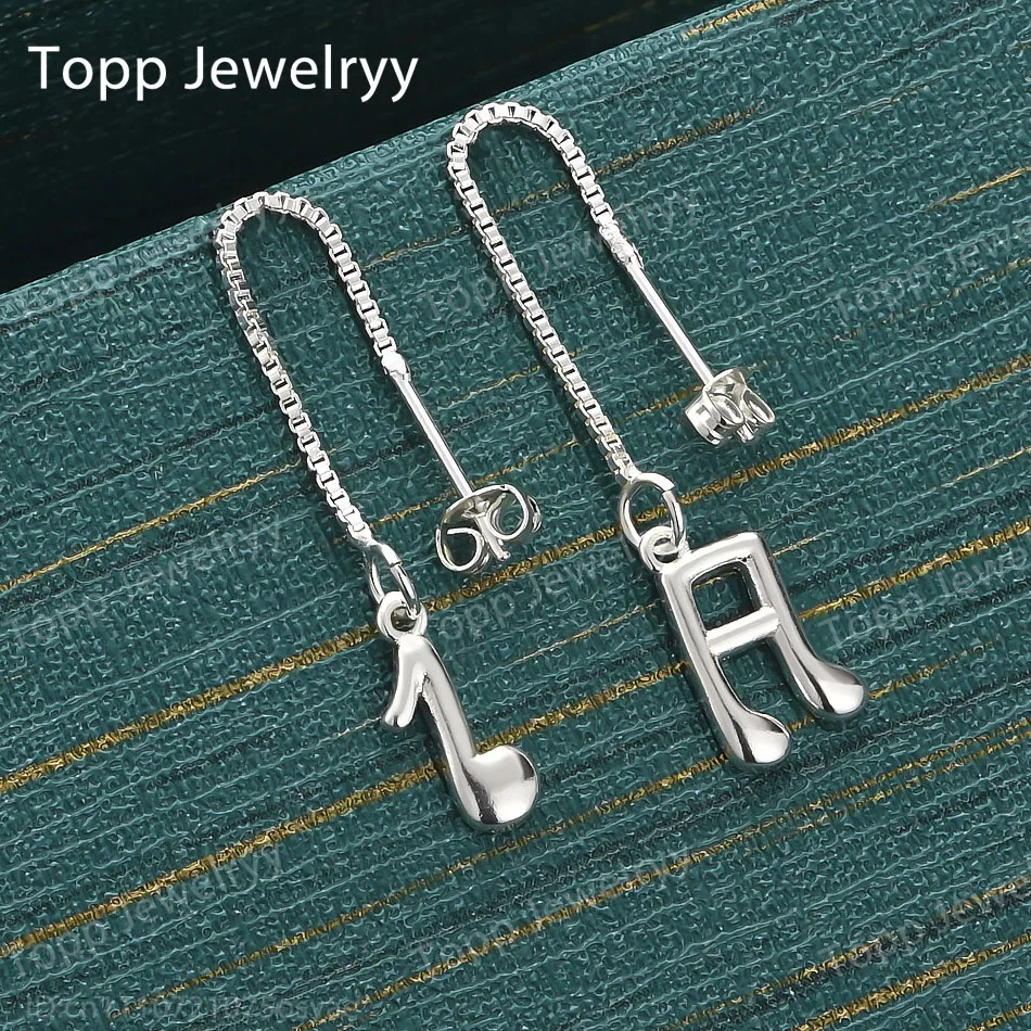 925 Sterling Silver Delicate Tassel Music Note Earrings Stylish Women's Fashion Party Favors Wedding Jewelry