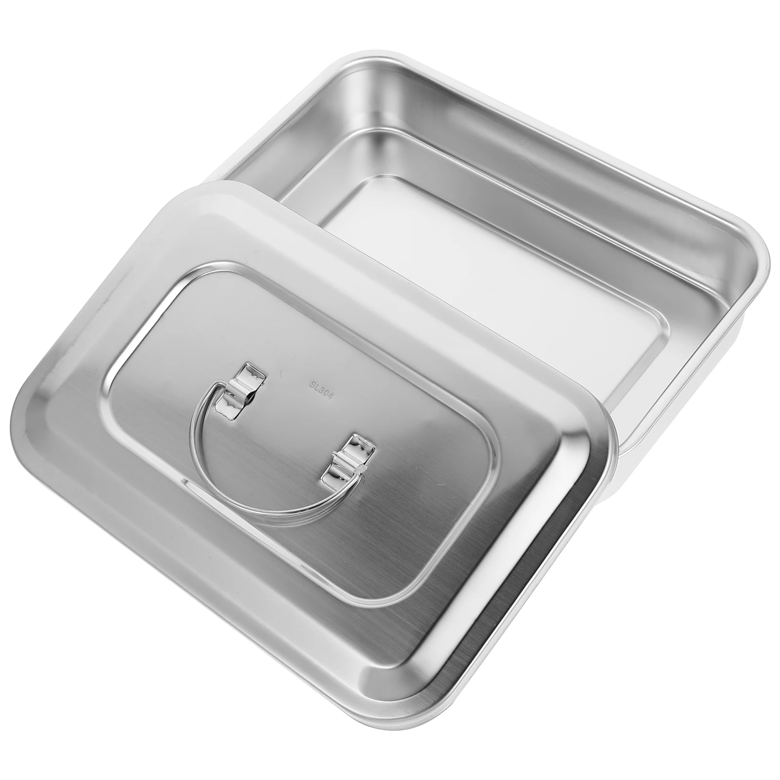 

304 Stainless Steel Surgical Tray With Cover Sterilization Box Dental Instruments Organizer For Surgical Veterinary And Lab Use