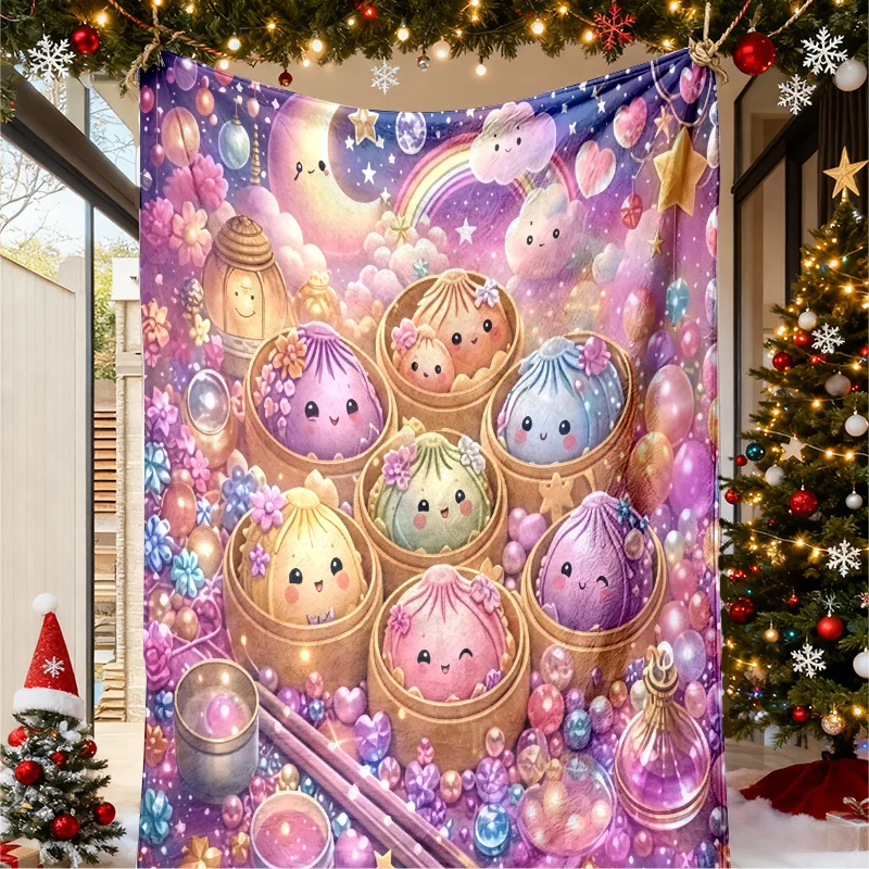 Cute Dumpling Blanket Rainbow Starry Sky Flannel Fleece Throw Blankets Cozy Luxury Sofa Bedspread Aesthetic Room Bedding Decor