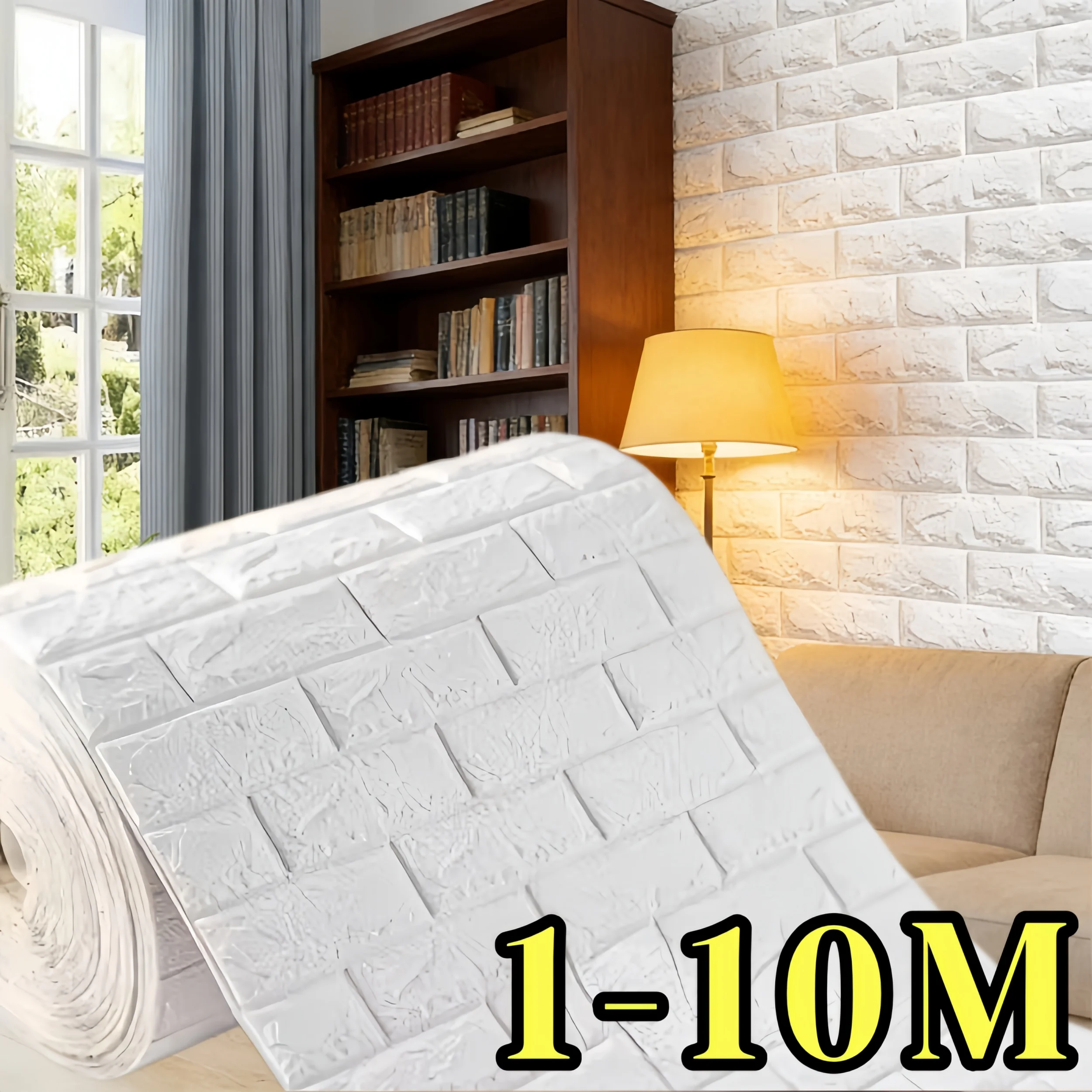 Self Adhesive Waterproof Stain Resistant 3D Faux Brick Wallpaper 70cmx100cm Wall Sticker Indoor Kitchen House Wall Art Decor