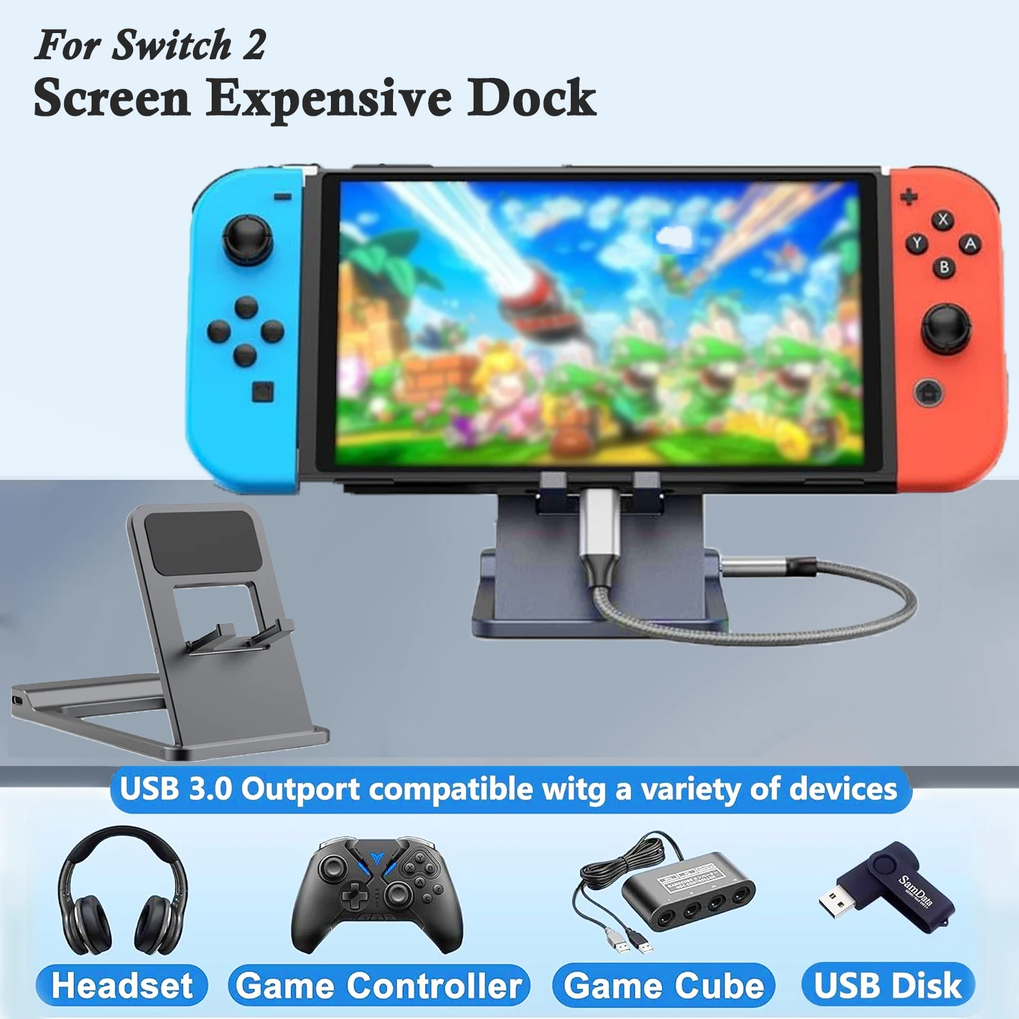 For Switch Screen Projcting Conversion Base with 4K HDMI-Compatible Output type C/usb 3.0 Port Foldable Stand for Switch2 Dock