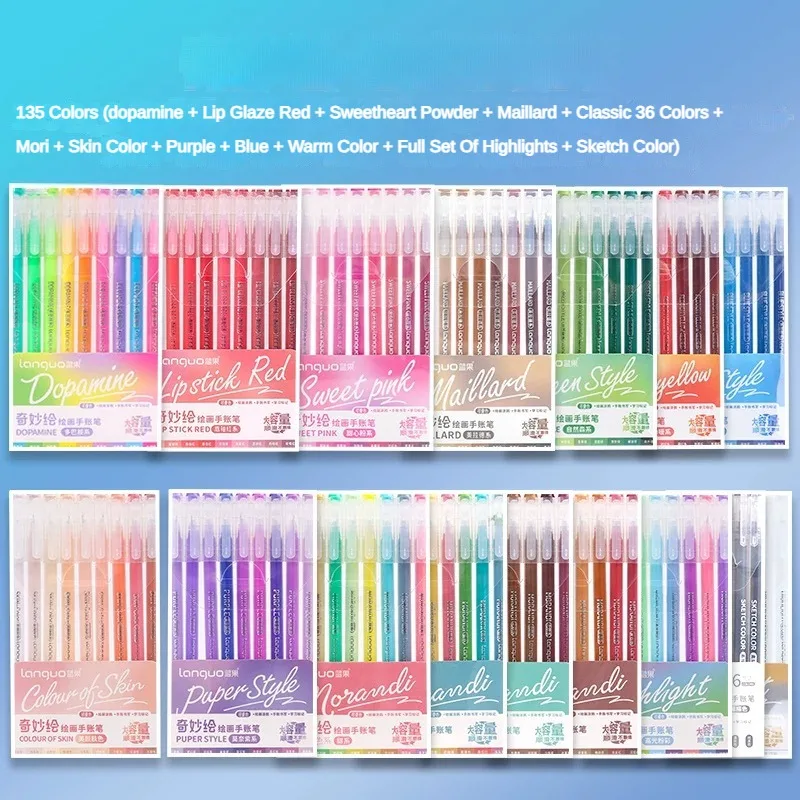 198/9 Colors Morandi Colorful Gel Pen Student Note Marker Notebook Painting Graffiti Color Pen Stationery Office School Supplies