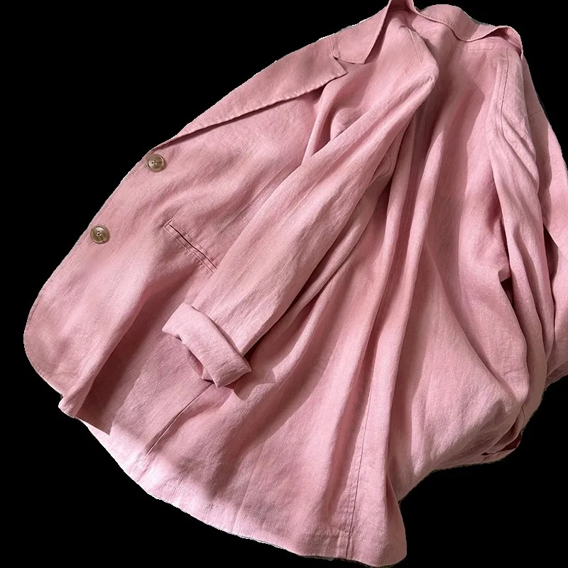 

Легкий длинный костюм из хлопка и льна в стиле ретро, женский топ свободного покроя, новая верхняя одежда, повседневная одежда для поездок на работу, осенний сезон