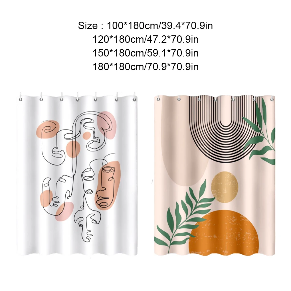 Shower Curtain Abstract Washable Polyester Door Screen Hanging Curtains