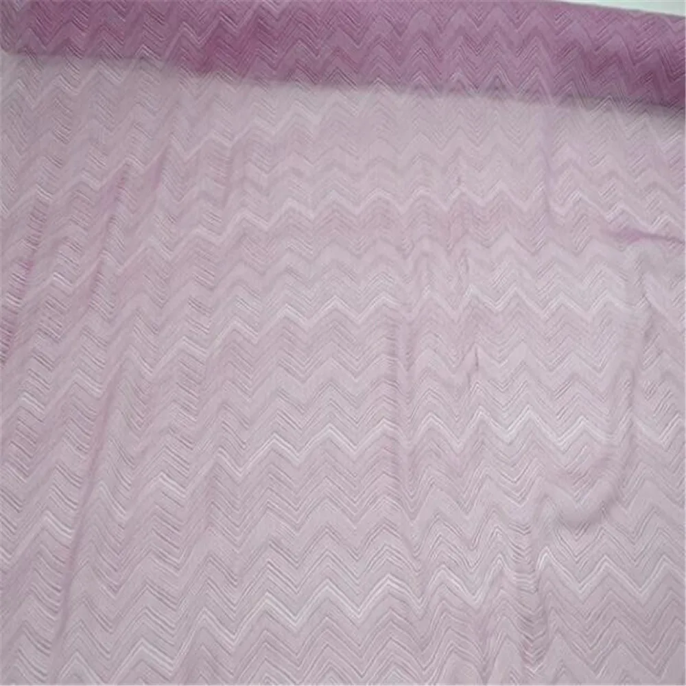 New Simple Printed Line Geometry Soft 100% Natural Crepe Silk Crinkle Chiffon Fabric for Gilr Modern Clothes Pink Color