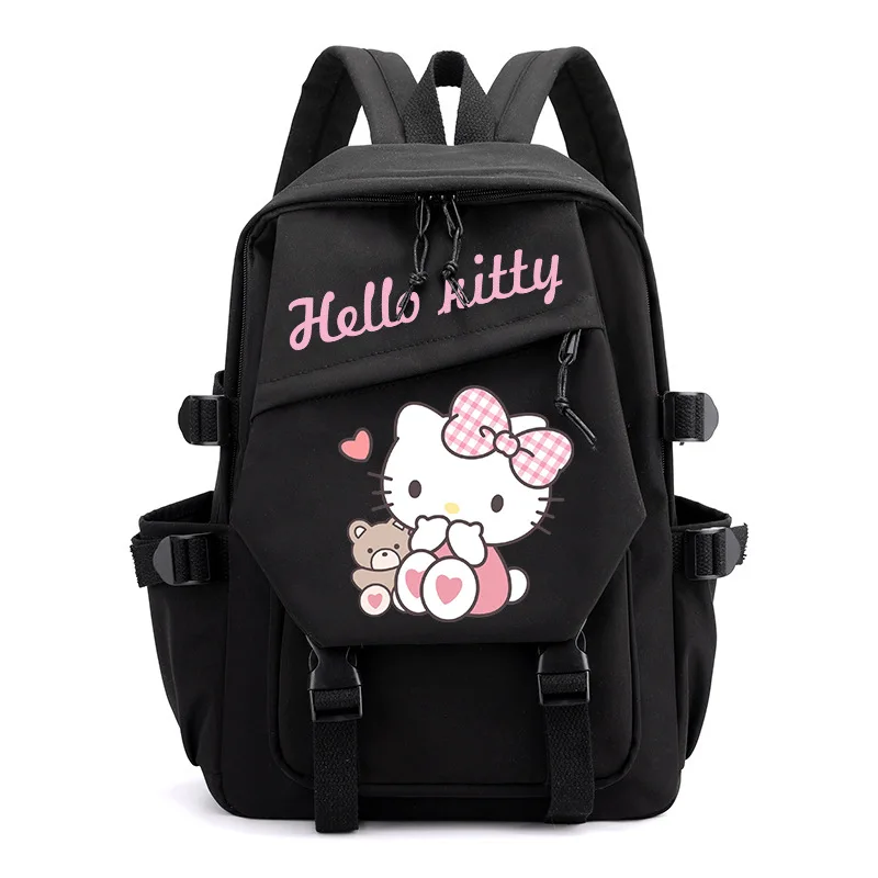 Sanrio-mochila escolar con estampado de dibujos animados para hombre y mujer, mochila ligera de lona para ordenador, para estudiantes, Hellokitty, novedad