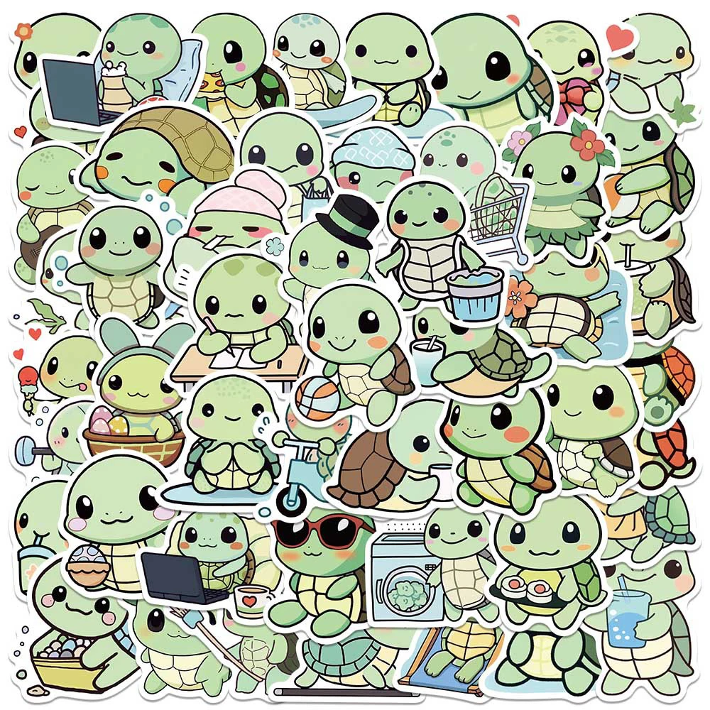 

10/30/50pcs Cartoon Funny Green Turtle Graffiti Stickers Tortoise Decals for DIY Laptop Fridge Suitcase Phone Sticker Kids Toys